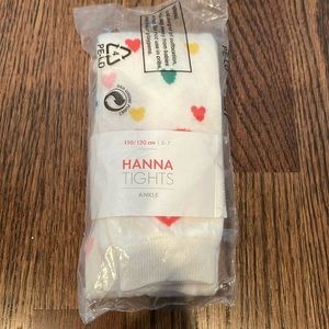 Hanna Andersson Rain Heart Knit Ankle Tights. NWT. Size 5-7 110/120cm